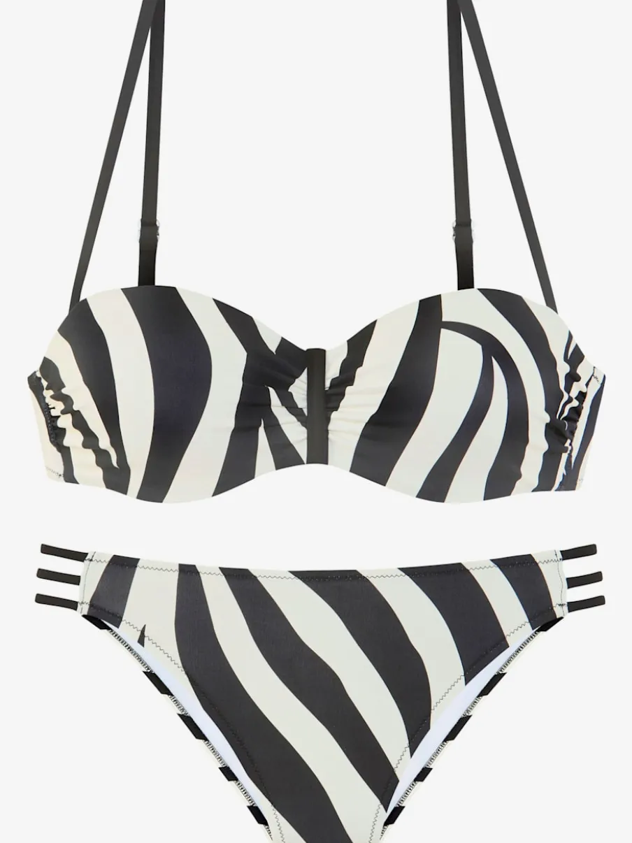 Maillot de bain bandeau à armatures avec rayures graphiques