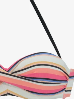 Maillot de bain bandeau à armatures avec motif rayé et bretelles amovibles
