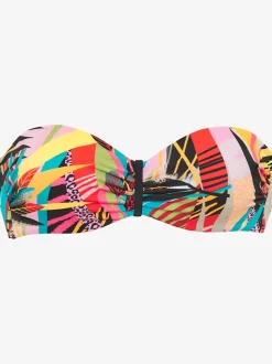Maillot de bain bandeau à armatures avec motifs géométriques et détails colorés