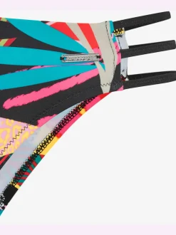 Maillot de bain bandeau à armatures avec motifs géométriques et détails colorés