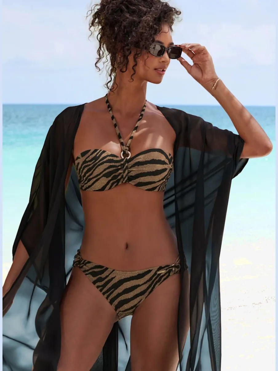 Maillot de bain bandeau à armatures avec motif animalier rayé