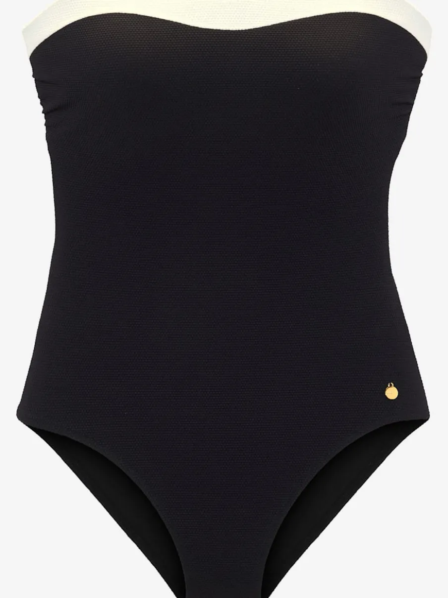Maillot de bain bandeau avec bretelles amovibles et matière recyclée