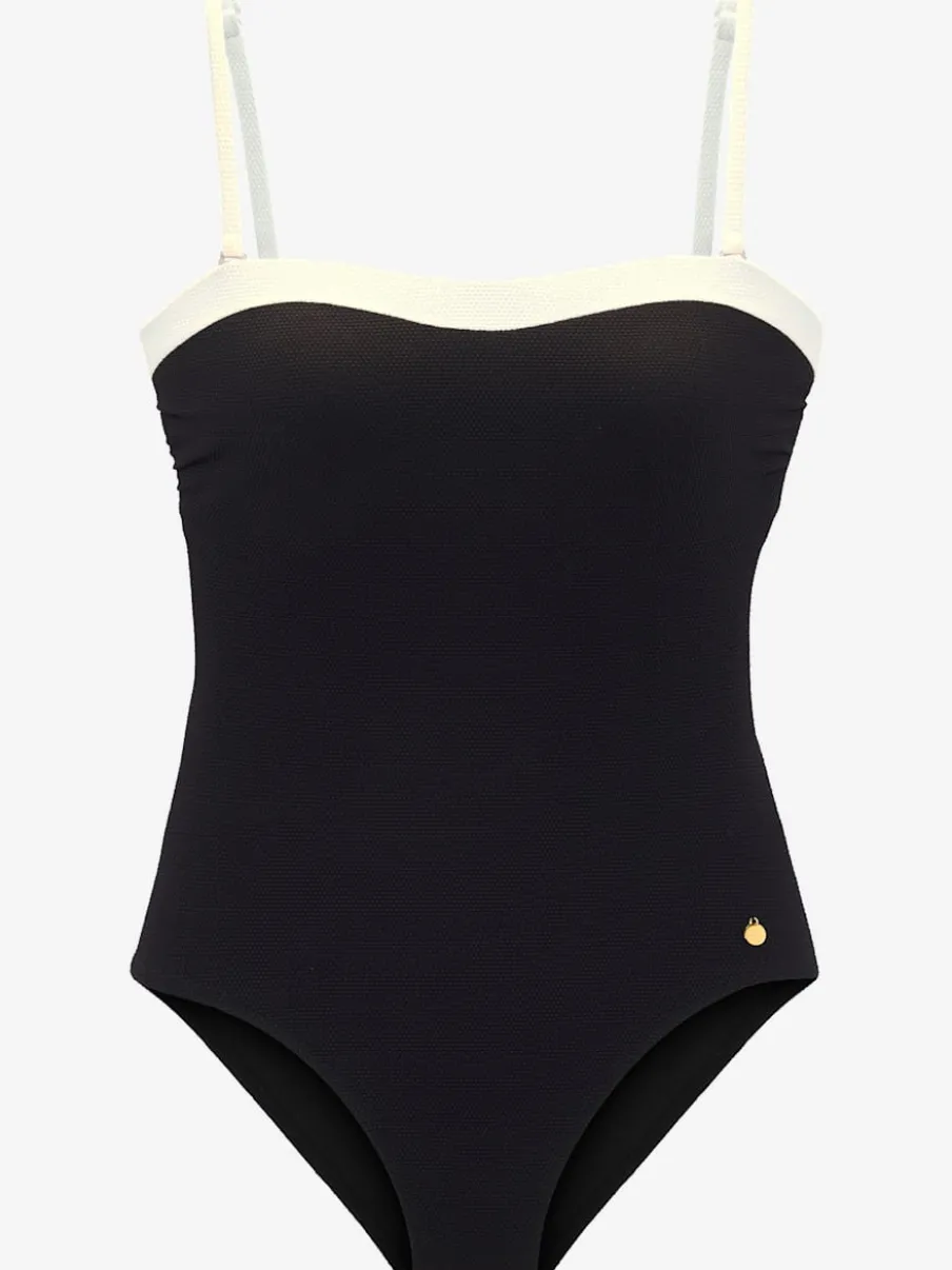 Maillot de bain bandeau avec bretelles amovibles et matière recyclée