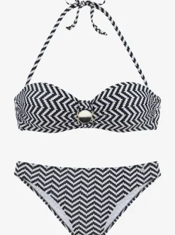 Maillot de bain bandeau avec motif zigzag géométrique classique