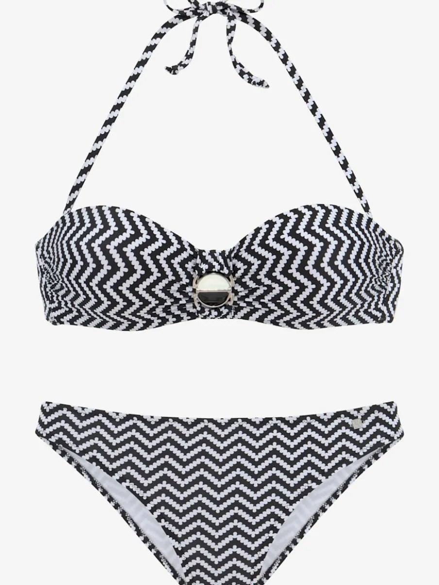 Maillot de bain bandeau avec motif zigzag géométrique classique