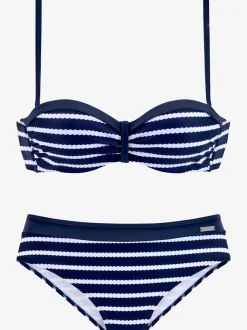 Maillot de bain bandeau avec rayures et bonnets rembourrés