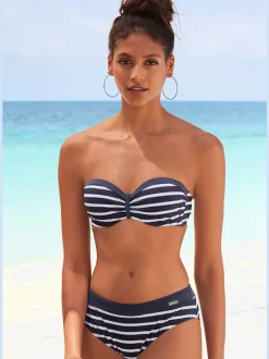 Maillot de bain bandeau avec rayures et bonnets rembourrés