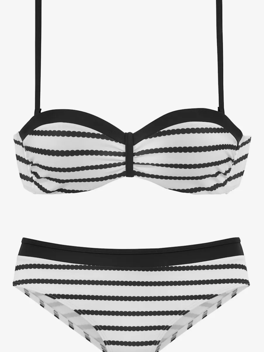 Maillot de bain bandeau avec rayures et bonnets rembourrés