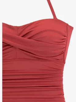 Maillot de bain bandeau à fronces avec bretelles amovibles