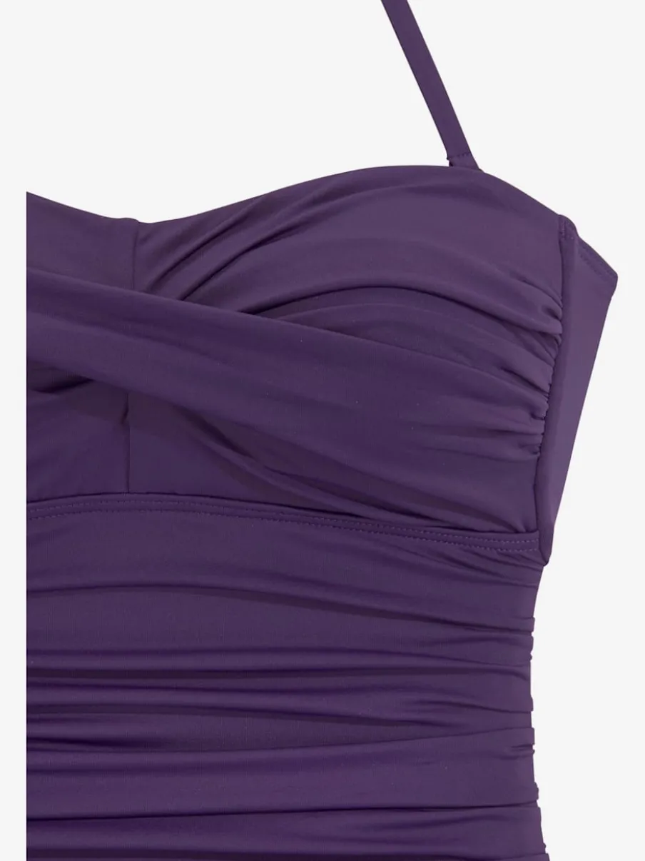 Maillot de bain bandeau à fronces avec bretelles amovibles