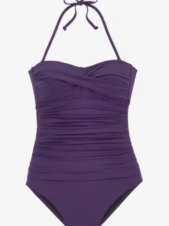 Maillot de bain bandeau à fronces avec bretelles amovibles