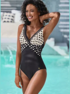 Maillot de bain à bonnets amovibles à motifs géométriques
