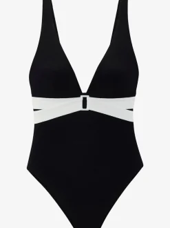 Maillot de bain à bonnets amovibles avec ceinture décorative et dos droit