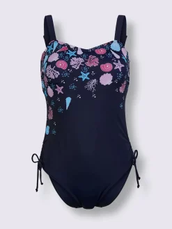 Maillot de bain à bretelles réglables avec motifs floraux et demi-corsage