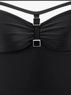 Maillot de bain à bretelles réglables avec gaine devant et éléments décoratifs