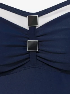 Maillot de bain à bretelles réglables avec gaine devant et éléments décoratifs