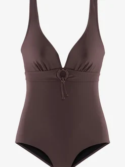 Maillot de bain classique à col V avec bonnets amovibles et ruban