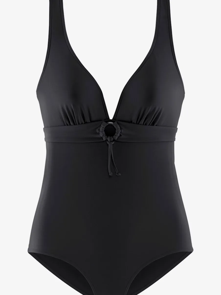 Maillot de bain classique à col V avec bonnets amovibles et ruban