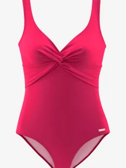 Maillot de bain à col en V avec fronces et bonnets intégrés