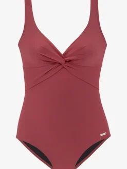 Maillot de bain à col en V avec fronces et bonnets intégrés