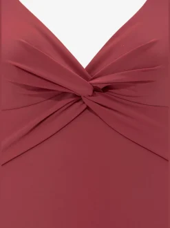 Maillot de bain à col en V avec fronces et bonnets intégrés