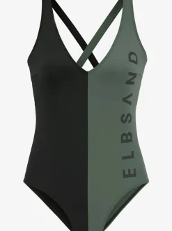 Maillot de bain color block avec bretelles croisées et bonnets amovibles