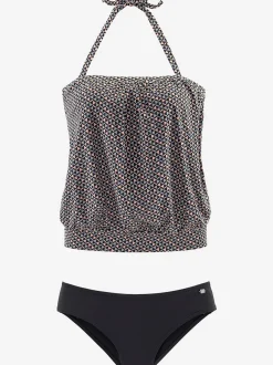 Maillot de bain deux pièces à motifs géométriques fluides