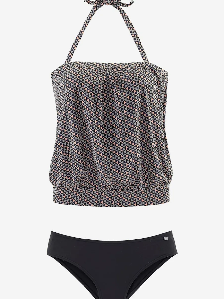 Maillot de bain deux pièces à motifs géométriques fluides