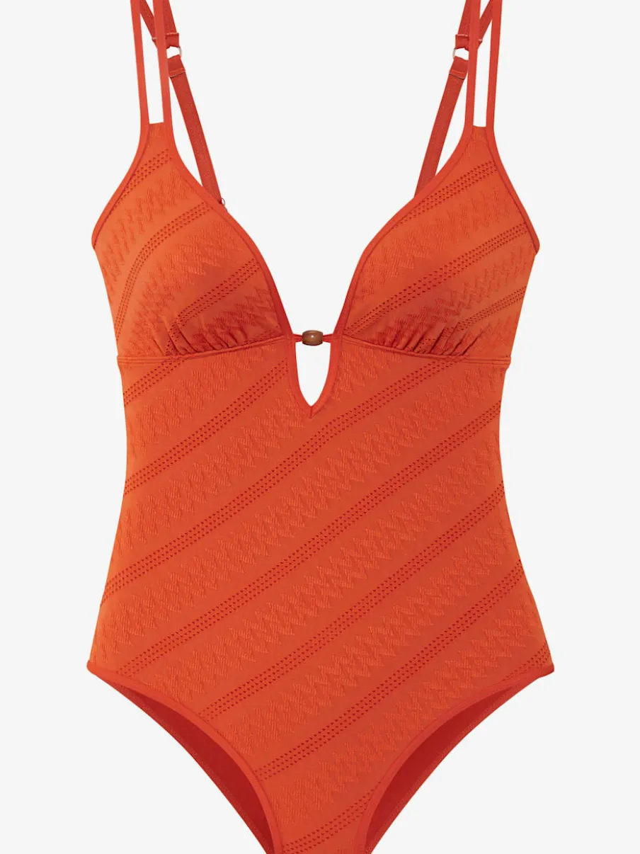 Maillot de bain à doubles bretelles avec perles décoratives