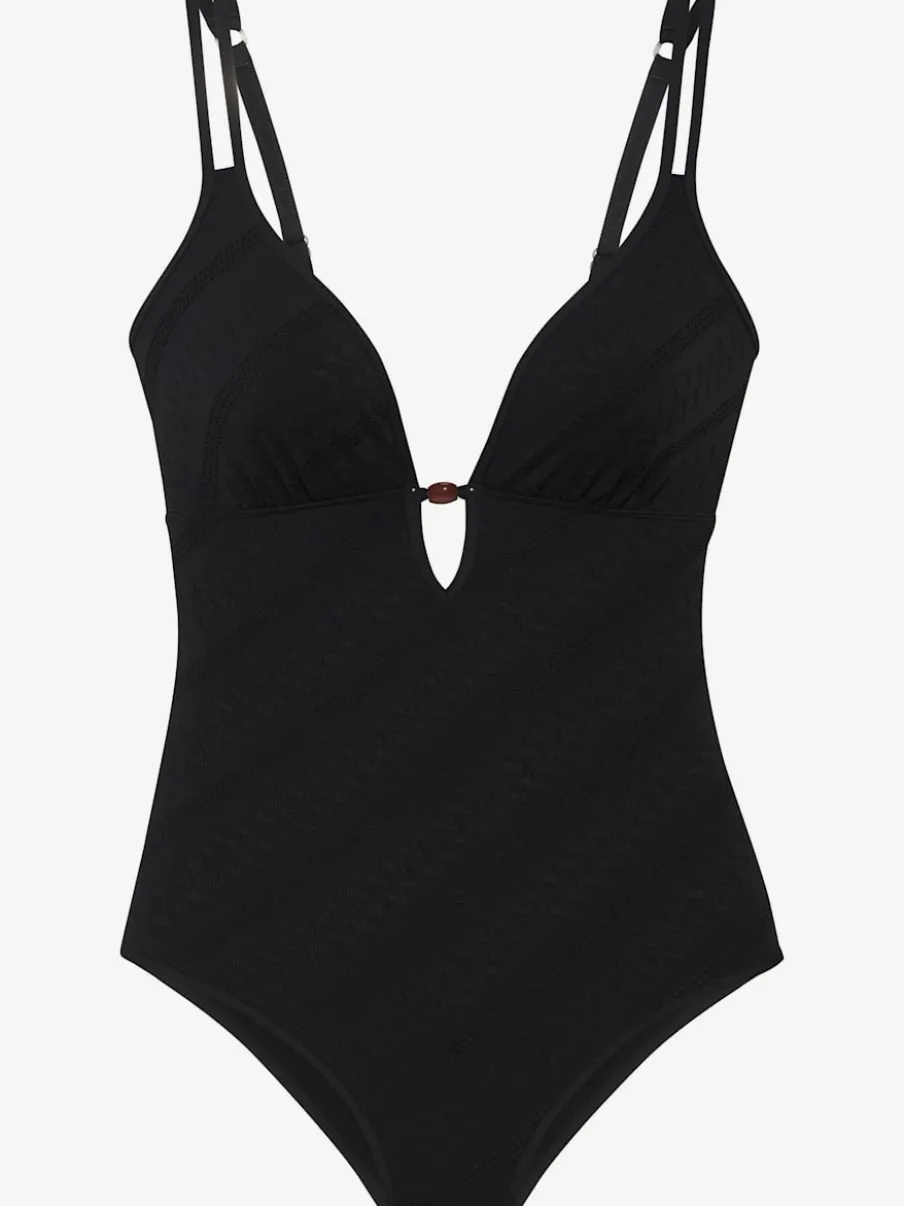 Maillot de bain à doubles bretelles avec perles décoratives