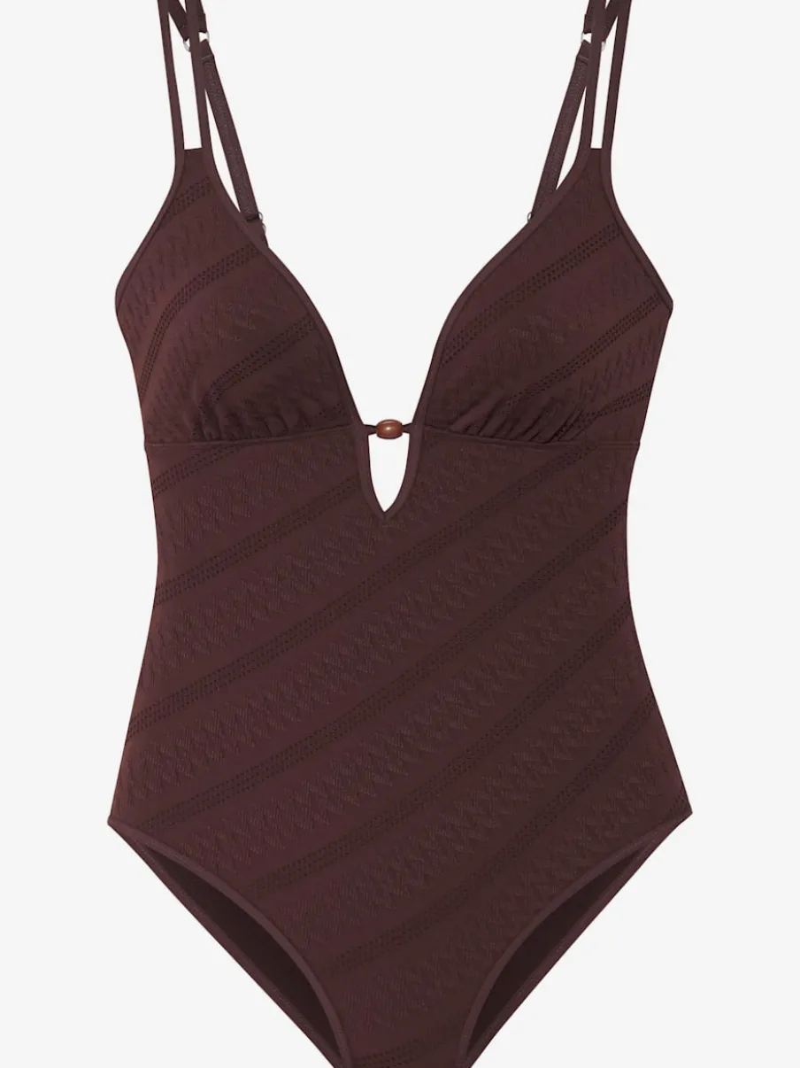 Maillot de bain à doubles bretelles avec perles décoratives