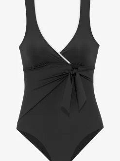 Maillot de bain effet cache-cœur avec bretelles contrastées et nœud fantaisie