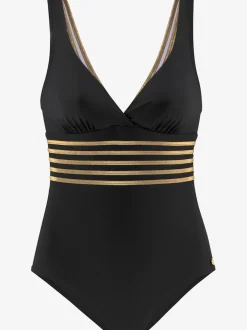 Maillot de bain à empiècements brillants et bretelles croisées