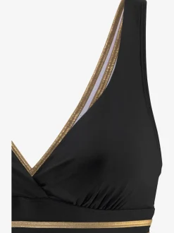 Maillot de bain à empiècements brillants et bretelles croisées