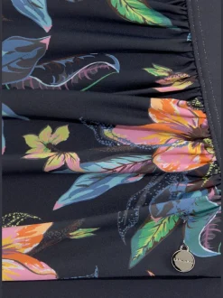 Maillot de bain à empiècements floraux et bretelles élastiques