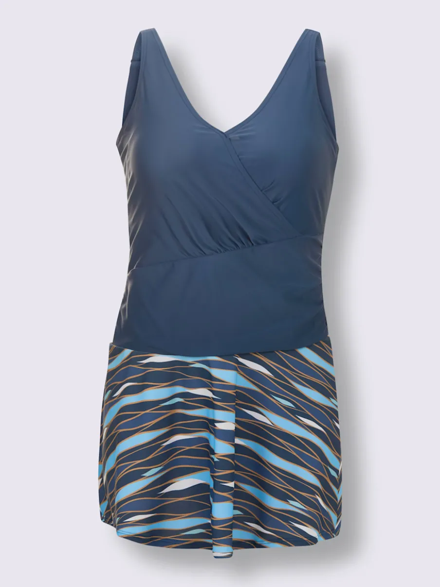 Maillot de bain à encolure en V avec motifs graphiques et bretelles réglables