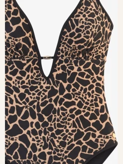 Maillot de bain en imprimé animal avec bonnets amovibles et accessoire doré