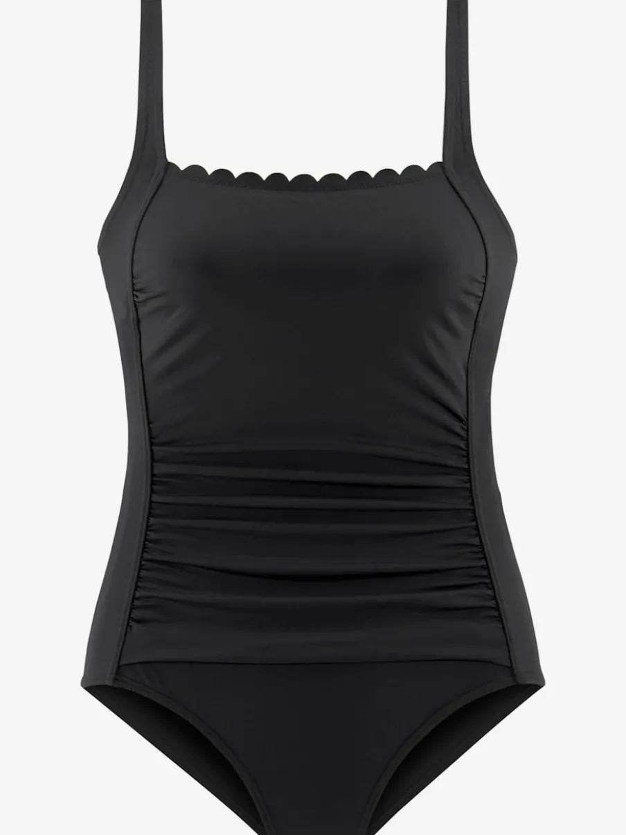 Maillot de bain en microfibre douce à encolure carrée et fronces