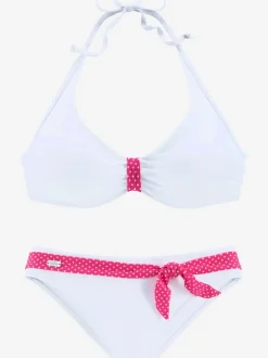 Maillot de bain haut avec renforts et ceinture fantaisie