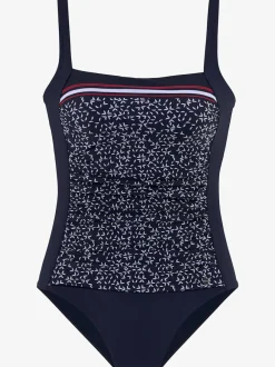 Maillot de bain à imprimé minimaliste avec bretelles réglables et bonnets intégrés