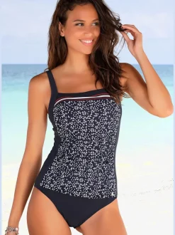 Maillot de bain à imprimé minimaliste avec bretelles réglables et bonnets intégrés