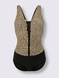 Maillot de bain à l'imprimé animal encolure en V
