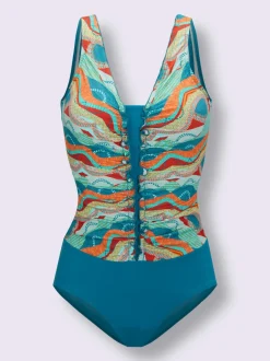 Maillot de bain à motif ethnique avec encolure en V