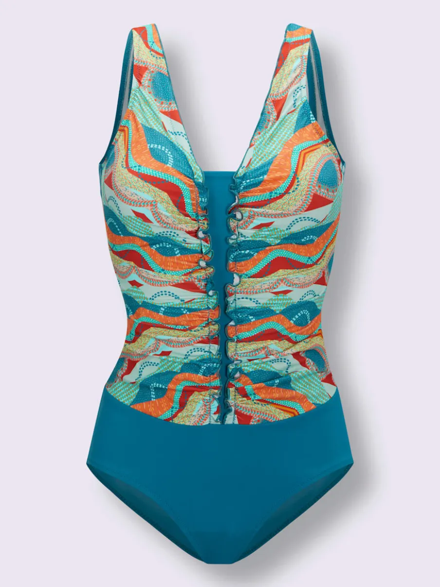 Maillot de bain à motif ethnique avec encolure en V