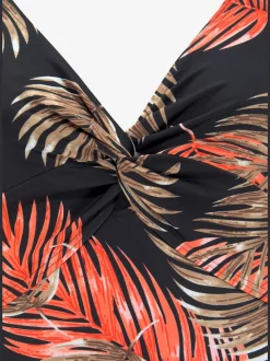 Maillot de bain à motifs feuilles avec col V et qualité douce