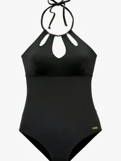 Maillot de bain à nouer dans le cou avec découpes et perles