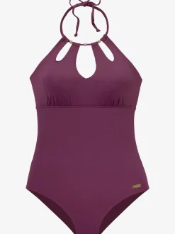 Maillot de bain à nouer dans le cou avec découpes et perles
