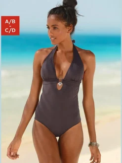 Maillot de bain à nouer dans le cou avec accessoires argentés