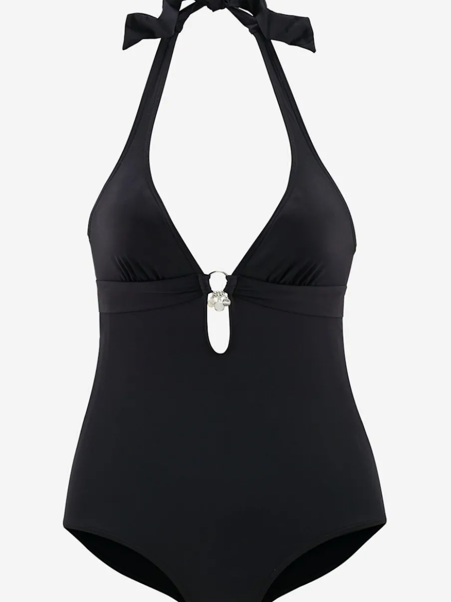Maillot de bain à nouer dans le cou avec accessoires argentés