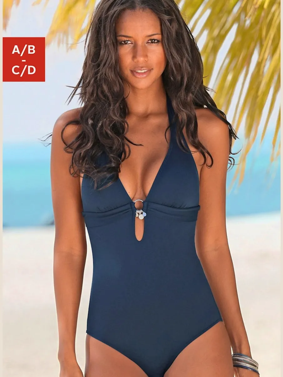 Maillot de bain à nouer dans le cou avec accessoires argentés